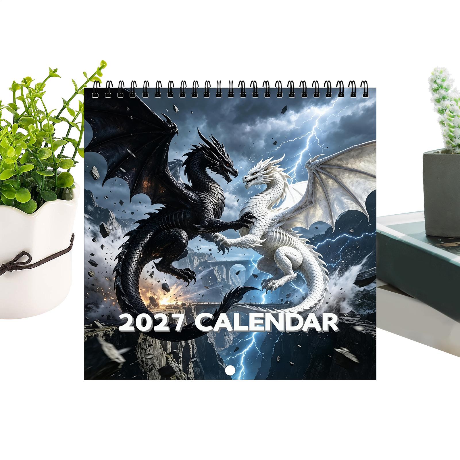Home Office Wallpaper - Calendário de Parede Espiral Dragão 2027,
