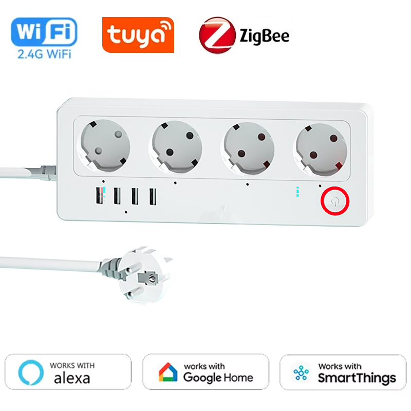Home Office In Uk - Tomada Inteligente WiFi ZigBee com 4