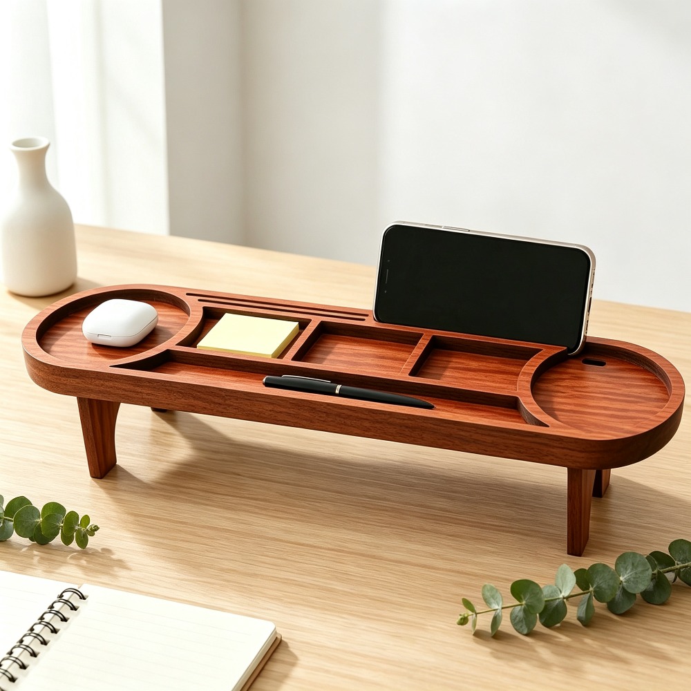 Home Office Call Center - Organizador de Mesa de Madeira com