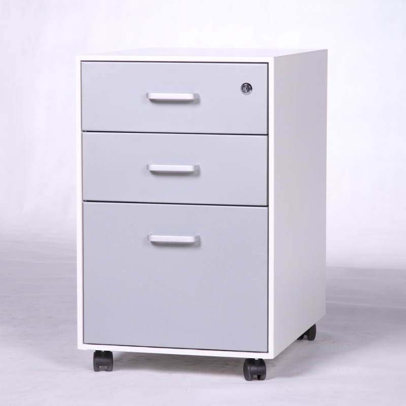 Drawer Pedestal Cabinet - Pedestal Móvel de Metal Branco e
