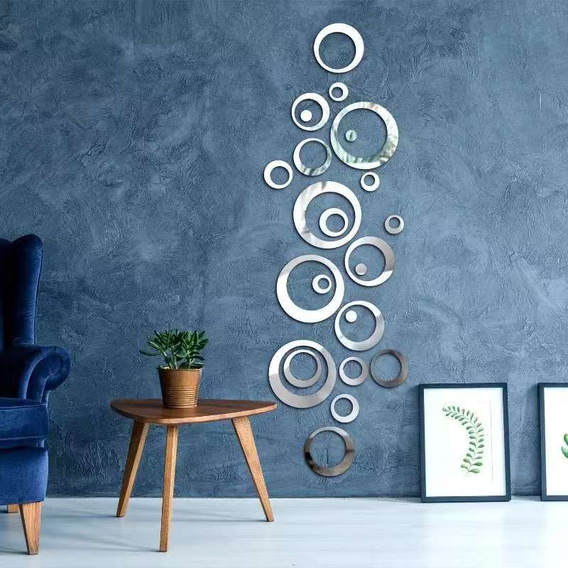 Home Office Wallpaper - 24 pçs espelho circular adesivos de