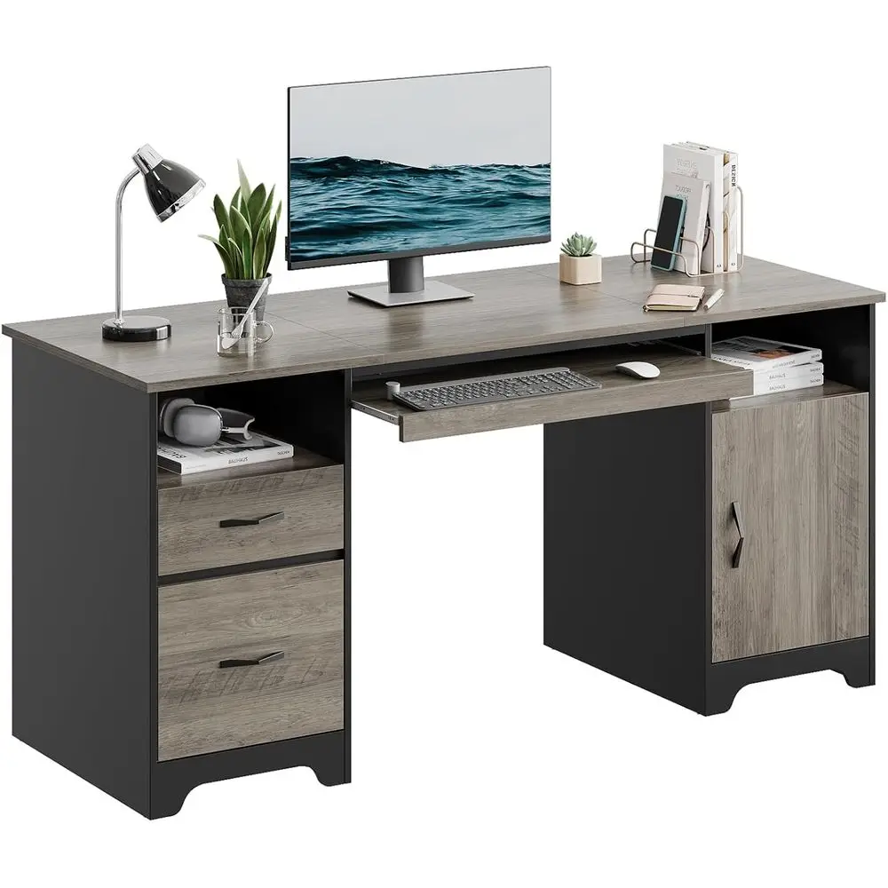 Mesa Executiva Cinza de 59 pol - Drawer Pedestal Cabinet avaliação e preço
